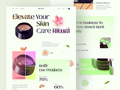Beauty Product E-commerce Landing Page beauty cosmetic design kuthir glamour homepage interface landing page organic product store product shop shopify store skincare store trendy ui ui design webdesign website women