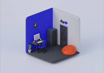Miniature Office 3d 3d room 3dart 3dblender art blender branding design graphic design illustration office room ui