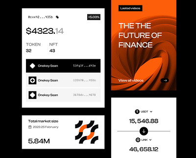 NFT and Token wallet components app black branding card component crypto dark dashboard design nft token trade trading trend wallet white