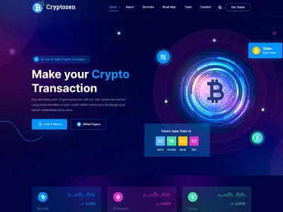 Cryptozen Cryptocurrency ICO & Bitcoin PSD Template