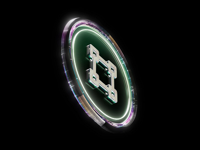 Relume Design League 3d chrome cinema4d circle coin futuristic glass holographic iridescent logo loop metal neon nft redshift reflection render ring square tech