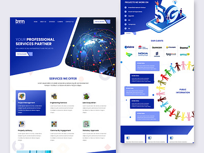 5G Technology Services blue and white colourful creative idea creativity design designer figma font family modern professional services templete theme ui ux web website
