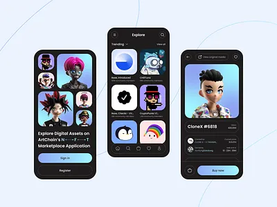 NFT Marketplace - Mobile App Design app blockchain clean design crypto design design concept marketplace nft ui ui design