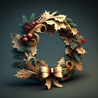 Christmas wreath 2d 3d casual design illustration vector