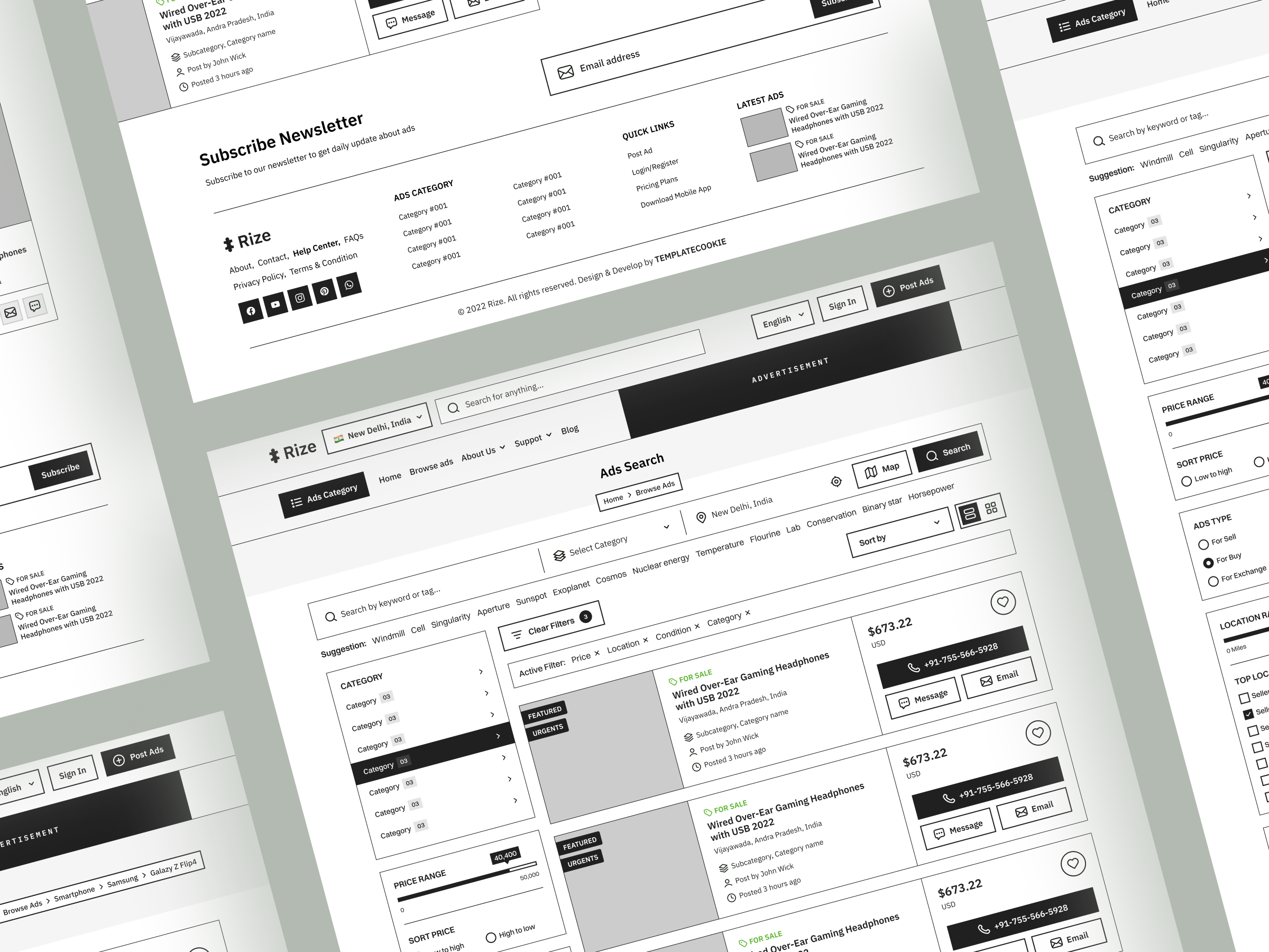 Ads Listing Website Wireframe ads listing clean design designerzafor directory listing figma figma design hfw high fidelity wireframe html template lfw listing low fidelity wireframe scratch wireframe templatecookie ui ui design ux ux design website wireframe wireframe