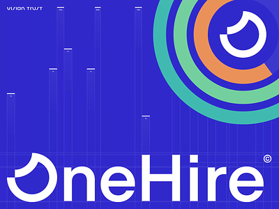 OneHire - Logo presentation blue brand brand design brand identity branding casestudy creative design flat geometric graphic design logo logo design logotype minimal modern shape vector
