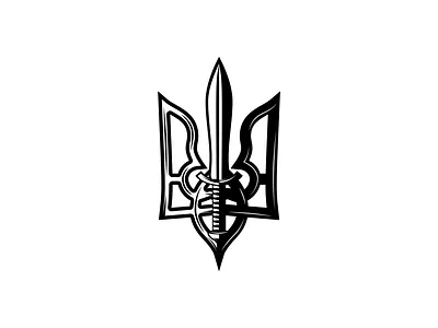 Ukrainian trident with sword coat of arms design logo sword trident ukraine vector