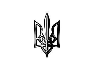 Ukrainian trident with sword coat of arms design logo sword trident ukraine vector