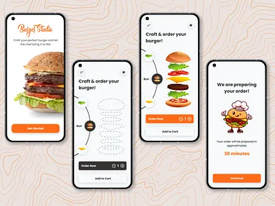 Burger Studio - Burger Crafting App burger app design figma food app mobile app ui userinterface ux