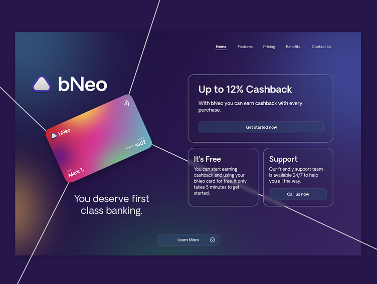 bNeo - Banking Landing Page - Free Figma File Download by Mats on Dribbble