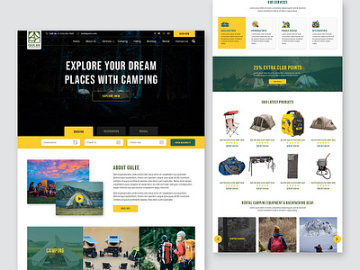 Dream Places With Camping Website camping colourful creative design designer dreams explore figma graphic design modern look places template them ui ux website