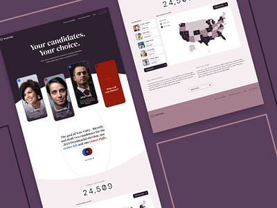VoteUnity II branding campaign design landing page modern political politics purple serif typography ui web design website