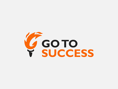 Go To Success branding design fire flame go letter g logo minimalist modern simple success to torch vector