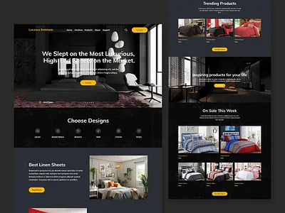 Bedsheets Store Website Design black creative idea creativity design designer figma font family modern template theme ui ux web website