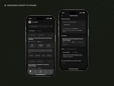 Redesigned Concept of Upwork App app design app interface designer appdesign creativeminds designcommunity designinspiration designthought freelance project app ios app design mobile app design redesigned app revamp revamped ui ui upwork