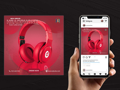 Headphones-Social-Media-Post-Design-Template branding burger social media post crivetive design graphic design headphone motion graphics post product product design social media social media post social media template social posts