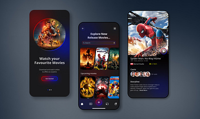 Movie Streaming App adobexd app black button creative daily ui designer figma interface ios minimal mobile ui movie movie app social media ui uiux user interface ux uxui