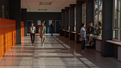 A school corridor and classroom made with blender 3d 3d modelling blender