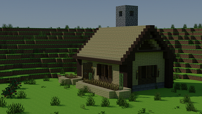 A Minecraft i made using blender 3d 3dmodeling blender enviroment environment modelling house mincraft