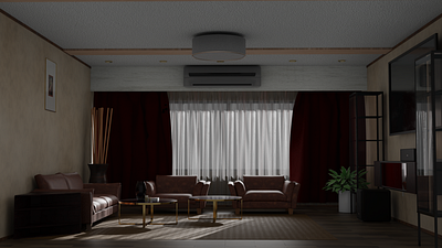 An interion living room, created using Blender. 3d 3d modelling blender interior lighting texturing