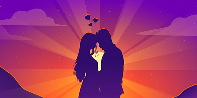 Silhouette of a couple in love at sunset 2023 design flat graphic design illustration love motion graphics vector
