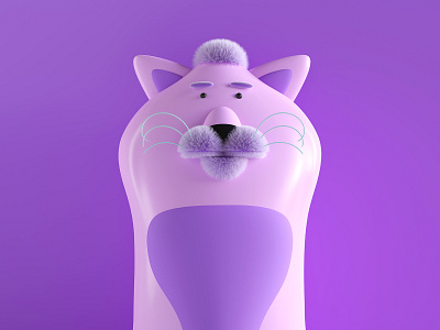 Berrys is a mannered cartoon cat who loves high society. 3d animal catty design graphic design hair illustration purple very peri