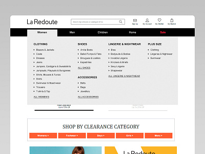 La Redoute Main Navigation Redesign categories fashion graphic design menu navigation ui ux web design