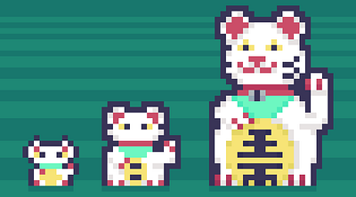 First day of Daily Art Challenge: Lucky Cat 16x16 2d 32x32 8x8 challenge daily design everyday illustration lucky cat pixel art