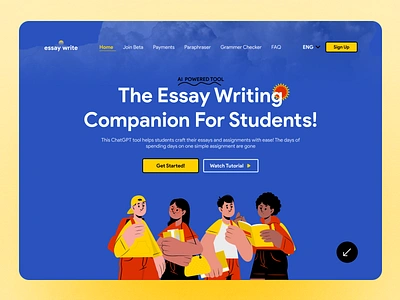 A ChatGPT App That Writes Your Essays ai chatgpt design gpt illustration landing page minimal typogaphy webdesign