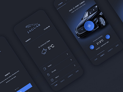 Jaguar - Redesign Concept of Car Application app app design car carapp dark theme design interface mobile mobile app design mobile ui design mobileappdesign ux ui design uxuidesign