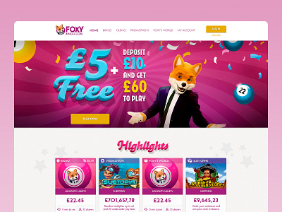 Foxy Bingo Website Redesign bingo branding gaming graphic design online ui ux web design