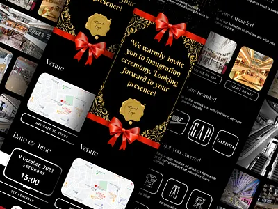 Inaugration Invite | App UI app design app mockup app ui black clean concept design design figma freelance graphic design hire inaugration app inaugration invite invitation invite app mockup modern ui ui design wireframe
