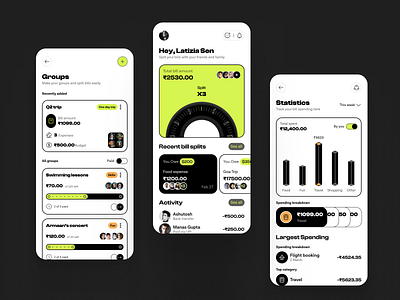 Bill splitting app - UI design app design billing build design expense finance inspiration light manager minimal mobile app ui ui design challenge