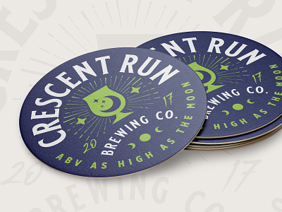 Crescent Run Brewing Co. beer branding brewery coaster craft design glass logo moon packaging