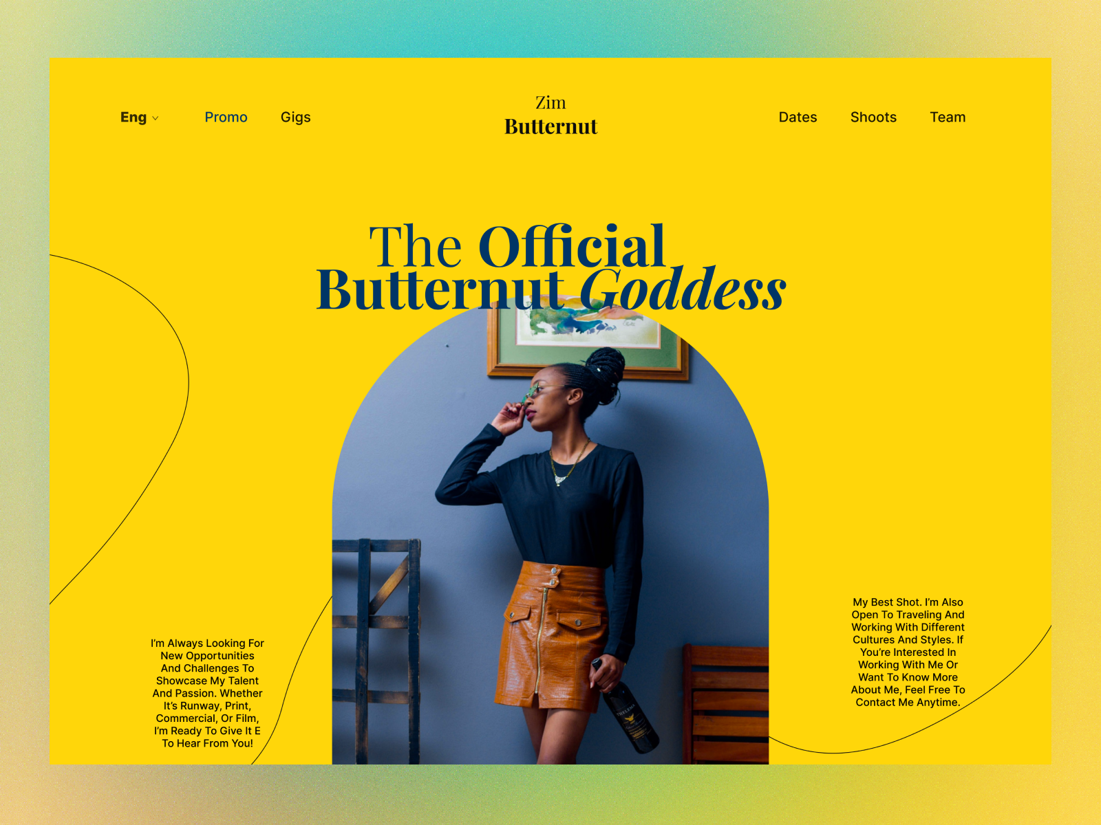 Example of Freelance Model Landing Page