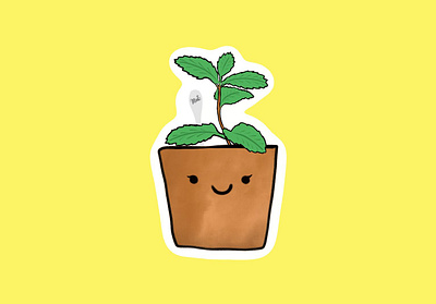 Mint Plant Sticker design flat illustration mint plant sticker vector