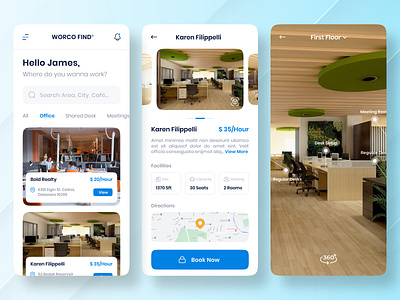 Workspace Finder App app design co working space desk setup finder meeting room mobile app office ui ui design uiux ux design ux design ux work work from anywhere work from anywhre working workspace workspace app workspace finder workspace finder app