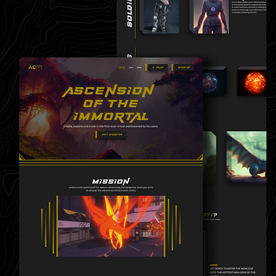 NFT Game Landing Page : Ascension of the Immortal animation branding design graphic design illustration logo typography ui ux vector