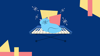 Jazz Keyboard Cat 2d animation after effects animation animation art cat elements animation graphic design icon illustration illustrator jazz keyboard motion motion graphics vector vector animation
