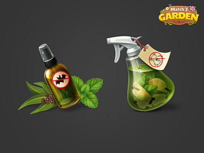 Match 3 Garden game props bottle casual game art game props icons mobile game objects props repellent