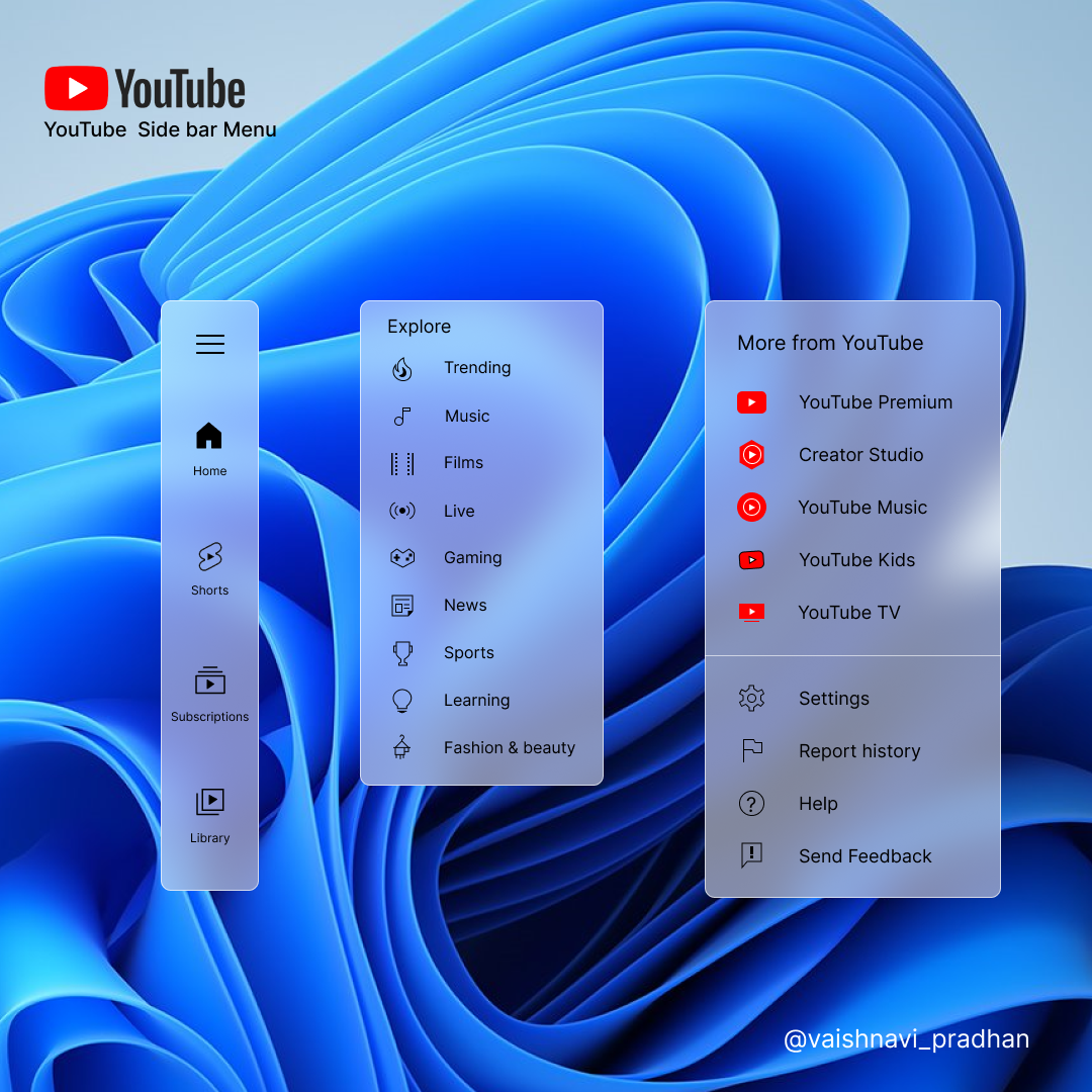 YouTube Menu Bar design design inspiration desktop figma figma community font graphic design menubar palette poppins ui uiux user experience user interface ux youtube youtube menu