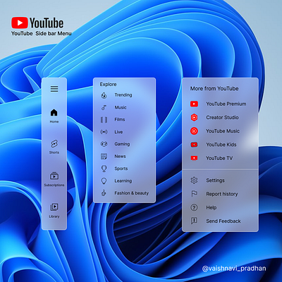 YouTube Menu Bar design design inspiration desktop figma figma community font graphic design menubar palette poppins ui uiux user experience user interface ux youtube youtube menu