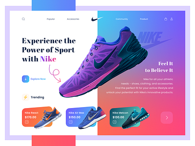 Nike Shoe Store E-commerce Website Landing Page adidas air design e commerce ecommerce fashion footwear landing nike online product running shoe shop shopping sneaker sport store uiux website