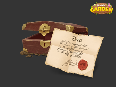 Game prop for Match 3 Garden antient casual chest deed game game art match 3 mobile game old box prop treasure