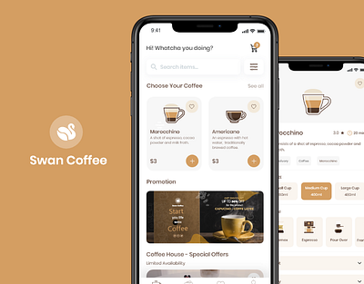 Swan Coffee- Mobile app android mobile app ios mobile app logo mobile app template uiux