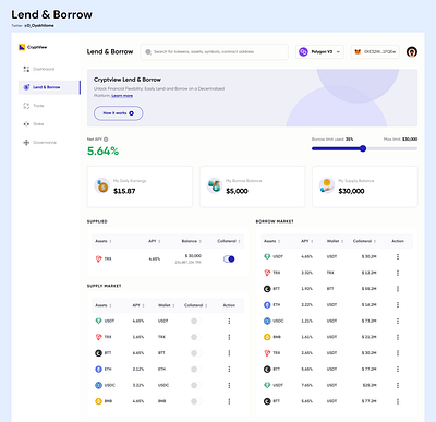 Lend & Borrow DAPP blockchain borrow borrowing dapp cryptocurrencies defi lend lending dapp ui ux web3