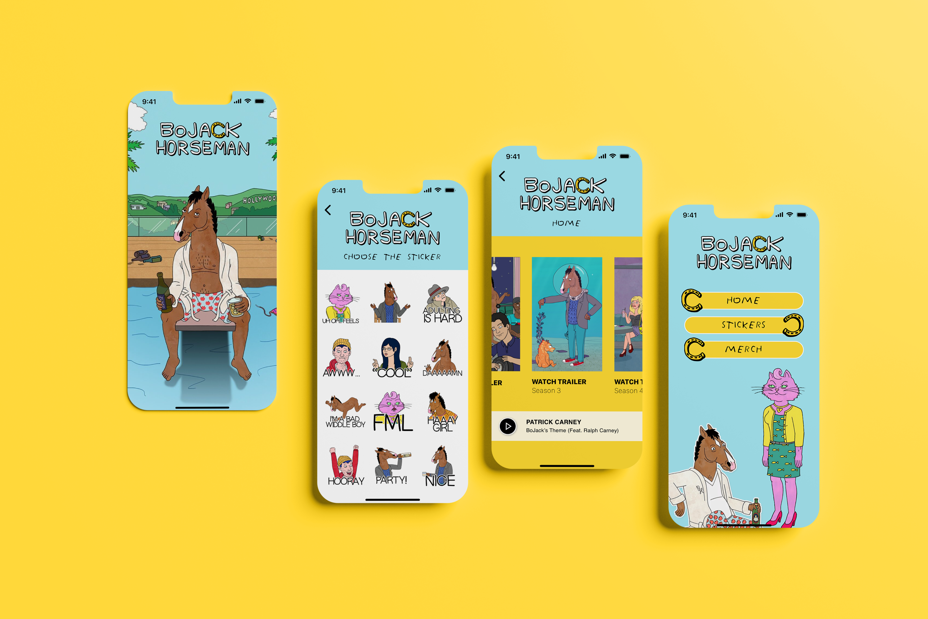 BoJack Horseman app (case study) app art artist bojack design designer horseman ios kristina vilyams mobile netflix product show stickers tv ui ux web