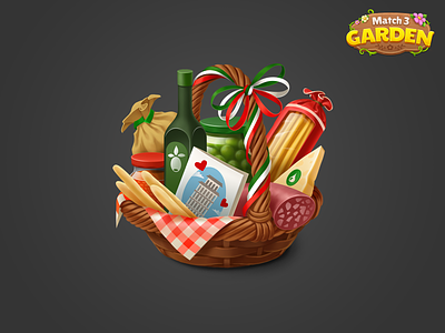Game prop for Match 3 Garden basket food game game art goods icon illustration italian italy objects picnic prop
