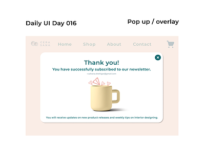 Daily UI, Day 16 - Pop up / Overlay 100daychallenge 100daysofui dailyui dailyuichallenge dailyuiday16 day16dailyui popupui uichallenge