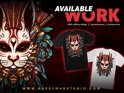 Japanese KITSUNE Mask animation branding design illustration japan japan art japan tattoo japanese logo tattoo tee design tee shirt tshirt art ui
